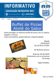 017 Informativo ARWEG - Noite de Buffet de Pizza na ARWEG